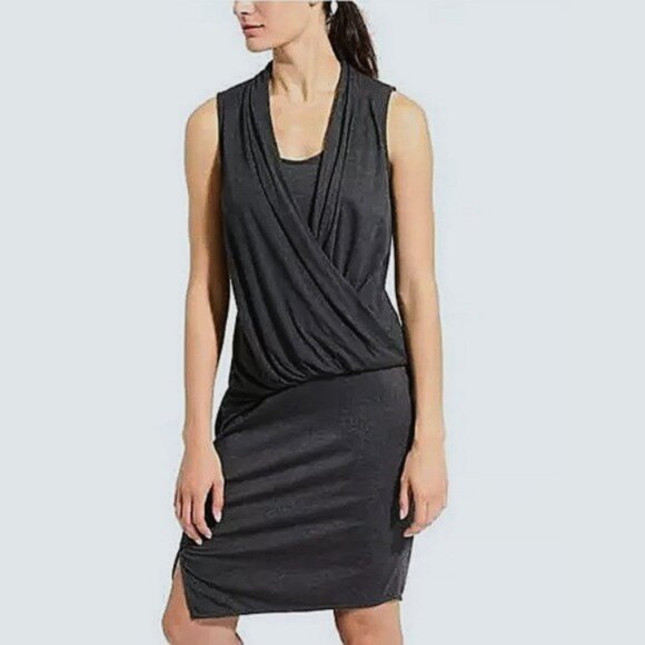 Athleta Dresses & Skirts - Athleta Duel Drape Dress Medium Charcoal Gray